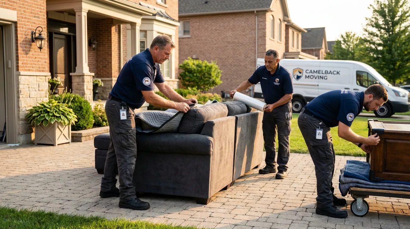 Large estate moving crew wrapping furniture in Compton, CA