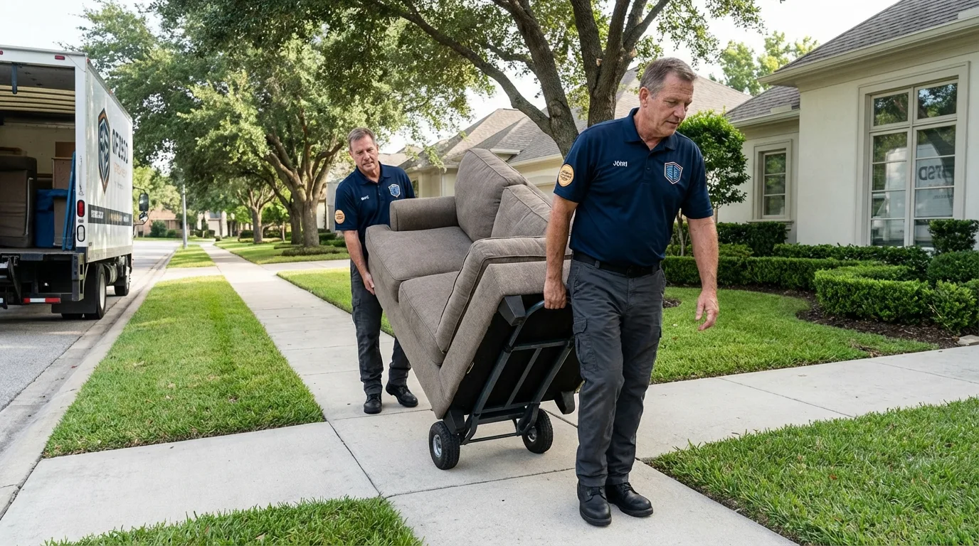 Local residential moving crew loading furniture in Compton, CA